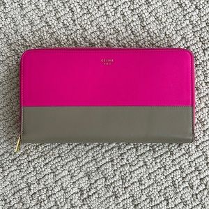 Celine - BRAND NEW pewter and hot pink zippy wallet!